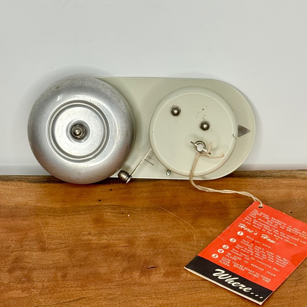 Vintage Revere Home Fire Alarm Lux Clock Mfg Co Mechanical Wind Up Bell MCM